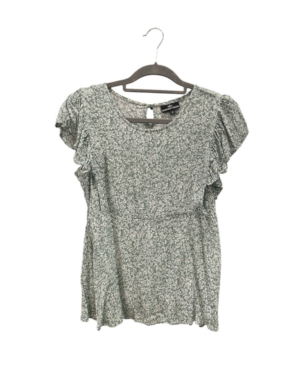 Nursing Queen Green White Floral Flutter Sleeve Nursing Top